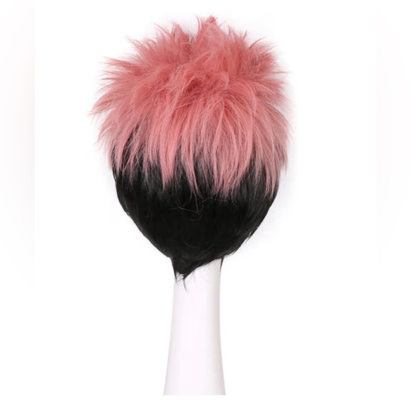 New! Unisex Jujutsu Kaisen Ryomen Sukuna Anime Short Cosplay Pink/Black Wig - Picture 3 of 9